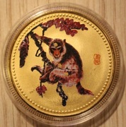 ROK  MAŁPY - NUMIZMAT CHINY - PLATEROWANY, KOLOR - RZADKOŚĆ