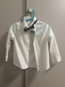 Biała koszula Zara 104 plus mucha