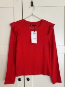 SINSAY Bluzka czerwona falbanki NOWA rozm. S