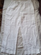 Spodnie białe lniane, wide leg, rozmiar L, Cubus