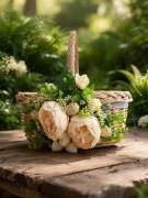 Koszyczek wielkanocny dekoracyjny – klasyczny, ręcznie zdobiony