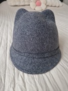 Wełniany szary kapelusz z uszkami kotek Zara 