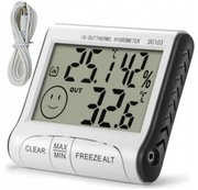 TERMOMETR HIGROMETR WILGOTNOŚCIOMIERZ CYFROWY 5w1