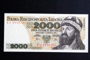 Banknot 2000 złotych 1982 seria BU stan UNC 