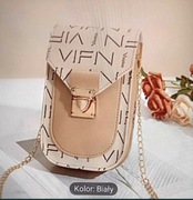 Damska mini torebka z geometrycznym wzorem w kolorze białym 