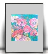 pastelowy obrazek z kwiatkami, łąka rysunek 21x30, kwiaty plakat a4