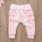 Spodnie dla dziewczynki Falbanki Kokarda Różowe 98