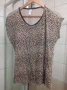 Bluzka z krótkim rękawem damska XL brązowo w cętki