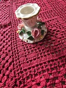 Świecznik sygn.Drezno Dresden ,porcelanowy w różyczki