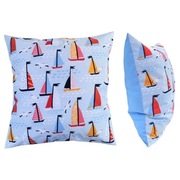 Poszewka 40x40 cm Statki żaglówki niebieska - Bawełna