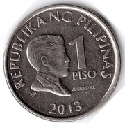 FILIPINY 1 peso 2013, KM# 269a, AU, magnetyczne