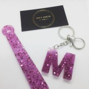 Handmade Set Macthing Letters Keychain & Bookmark