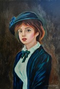 Obraz pastel olejny "Dziewczyna w kapeluszu" 