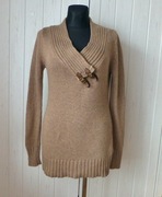 Mystic dłuższy damski sweter z dekoltem w V XL