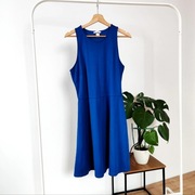 Sukienka H&M 40 L niebieska chabrowa kobaltowa rozkloszowana