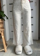 Spodnie o prostym kroju haftowane z lnem roz. 36 stradivarius