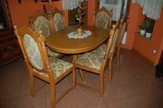 Rozkładany stół+6 krzeseł-Komplet-LITY DĄB!!!-Rzeżbione