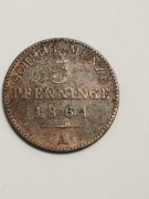 Sprzedam monetę Prusy 3 pfenninge 1861r. A - Wilhelm IV -mennica Berlin