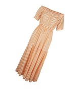 Długa letnia sukienka w paski, carmen, maxi 40/42