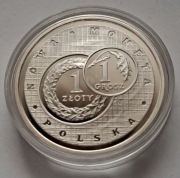 1 Złoty 1 Grosz Nowa Moneta Polska Złotogrosz Piękna srebro III RP