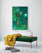 Obraz olej na płótnie 70x100cm unikat, zieleń