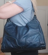 Nicoli skórzana torebka na ramię granat niebieska okazja skóra naturalna