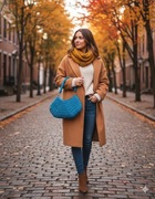 Turkusowa torebka na ramię Baguette, ręczne robiona