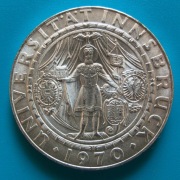 50 szylingów 1970 Austria Uniwersytet w Insbrucku Ag 0,900 20 g