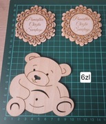 Pamiątka Chrztu Świętego miś drewniana dekoracja prezent