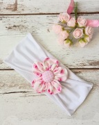 Cienka biała opaska dla dziewczynki kwiatek 