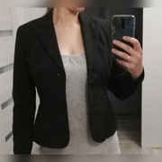 Marynarka żakiet garsonka czarna prążki