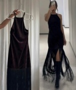 Koktajlowa sukienka z frędzlami Zara r. S nowa 