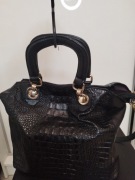 Czarna shoperka eko premium krokodyl 