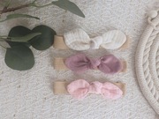 zestaw 3 szt kokardka bezuciskowa opaska muślin