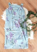 szara turkusowa błękitna kwiecista sukienka w kwiaty wizytowa midi 42XL