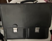 Teczka skórzana aktówka czarna z paskiem