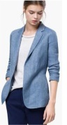 Massimo Dutti lniana marynarka damska żakiet niebieski baby blue len 40 L M