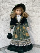 Lalka porcelanowa retro vintage ze stojakiem