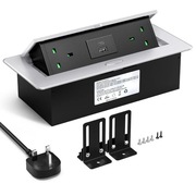 Stołowe gniazdo zasilania z USB C  USB kabel 1,8 m aluminium srebrne