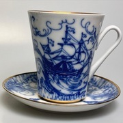 Łomonosow DUŻA filiżanka kubek ZSSR ship  kobalt statek żagle