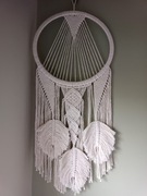 Łapacz snów makrama kremowy handmade listki Boho