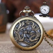Zegarek kieszonkowy wisior smok feniks stare złoto elegancki
