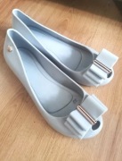 Gumowe szare buty baleriny z kokardami rozmiar 37