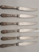 6 x NÓŻ STOŁOWY W-MET PRL - posrebrzana - wzór klasyczny 