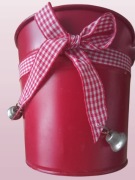 OSŁONKA NA DONICZKĘ DONICZKA czerwona metal ZE WSTĄŻKĄ