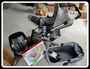 Wózek gondola spacerówka fotelik z adapterami + leżaczek Fischer Price