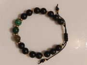 Bransoleta zielone tygrysie oko,agat czarny