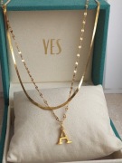 Naszyjnik Stal chirurgiczna z literką A podwójny żmijka