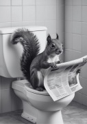 Obraz do łazienki – Wiewiórka w toalecie – płyta PCV Prezent A4 A3 B3 A2