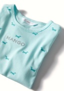MANGO miętowa koszulka w jamniki haftowane logo 7 8 lat